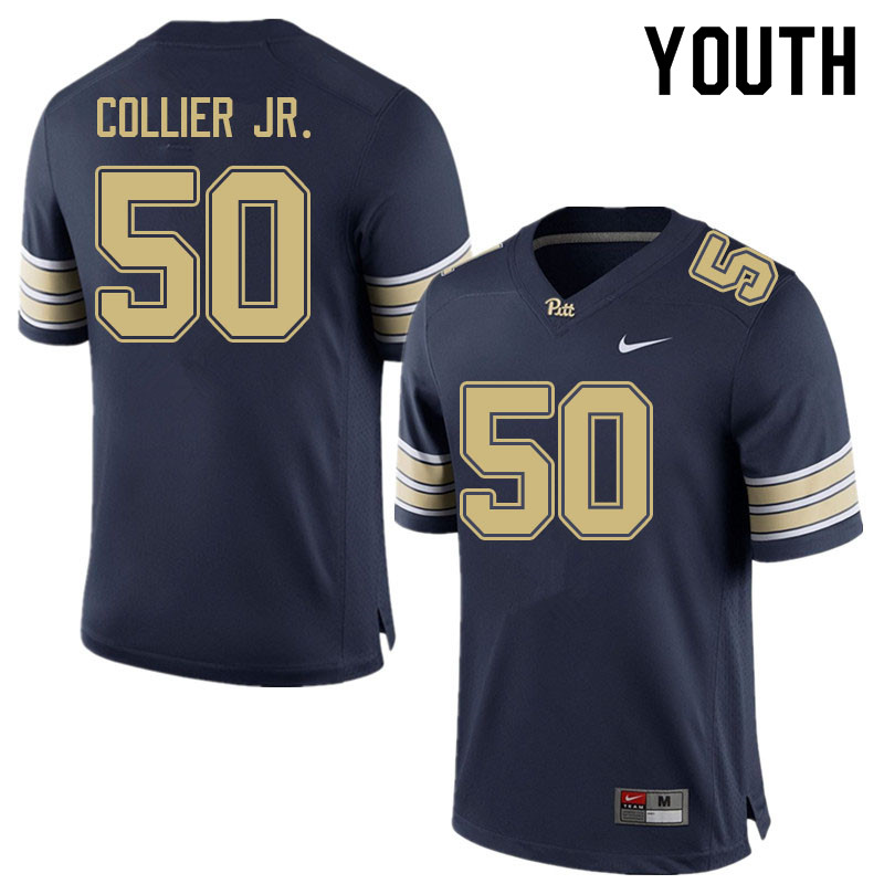 Youth #50 Jason Collier Jr. Pitt Panthers College Football Jerseys Sale-Navy